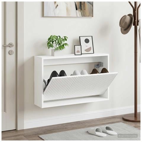 Mobiletto per Scarpe da Muro ARNHEM 71 x 17 x 43 cm Bianco - Foto 2