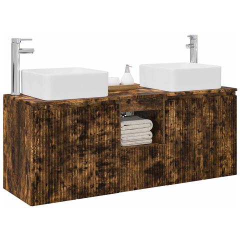 Set di Armadi da Bagno 3 pz Rovere Fumo 53 x 35 x 63 cm - Foto 2