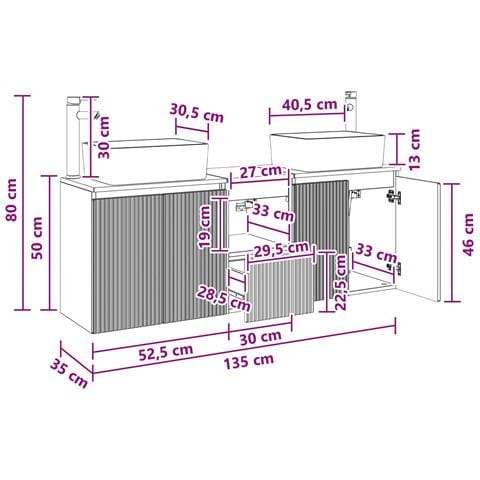 Set di Armadi da Bagno 3 pz Rovere Fumo 53 x 35 x 63 cm - Foto 10