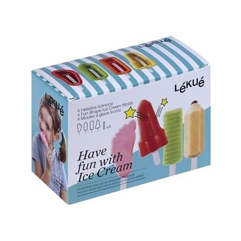 Confezione 4 Stampi Ghiacciolo Impilabili Iconico Colori Assortiti, Verde, rosso, arancione, giallo - Foto 1