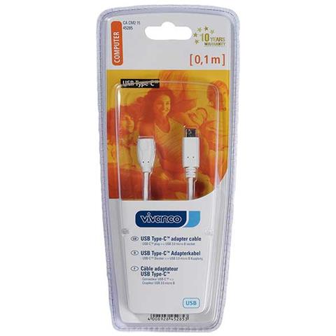 0.1m, USB C, Micro-USB B, Maschio / femmina, Dritto, Dritto, Bianco - Foto 2