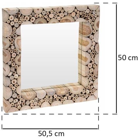 Specchio Da Parete Con Cornice In Legno, Specchio Quadrato Da Parete - Teak, 50 X 50 Cm - Foto 4