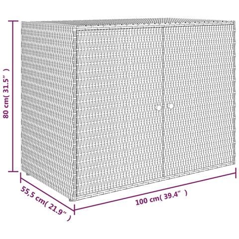 Mobile Portaoggetti da Giardino Grigio 100x55,5x80cm Polyrattan - Foto 14
