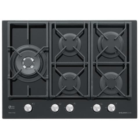 Piano Cottura GV75TXBK a Gas 5 Fuochi Gas Colore Nero - Foto 1