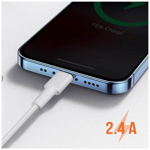 Cavo Usb / Lightning 2,4a Ricarica E Sincronizzazione Rapida 3 Metri, Bianco - Foto 5