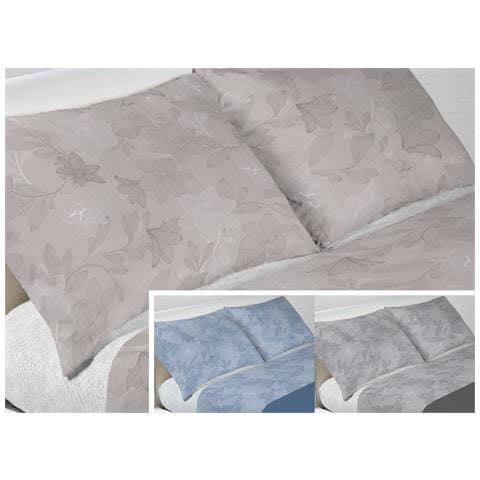Coppia Federe Cuscino Letto Bottoni Laterali 100% Cotone Disegno Lily Federe Beige - Foto 2