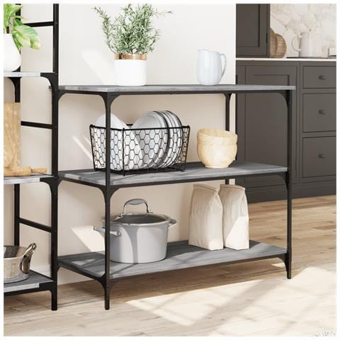 Carrello Cucina Grigio Sonoma 102x50x95 Cm In Legno Multistrato - Foto 3