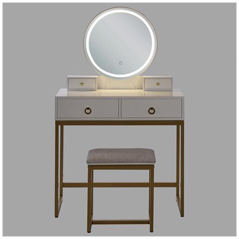 Toeletta Con Specchio E Sgabello Auxon Led Bianco - Foto 2