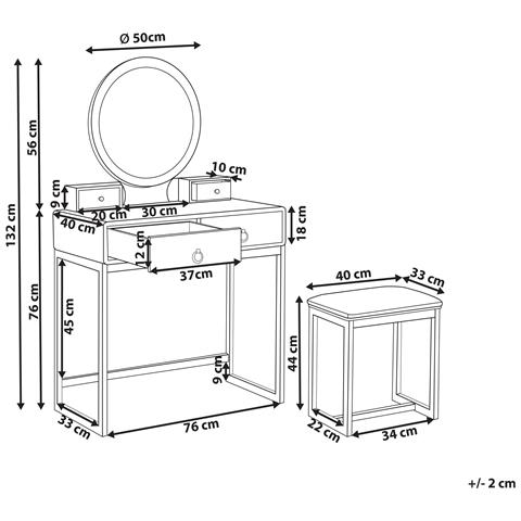 Toeletta Con Specchio E Sgabello Auxon Led Bianco - Foto 11