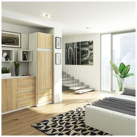 Sopralzo per armadio S60, 60x51x55 cm, Colore Bianco e Sonoma Quercia - Foto 7