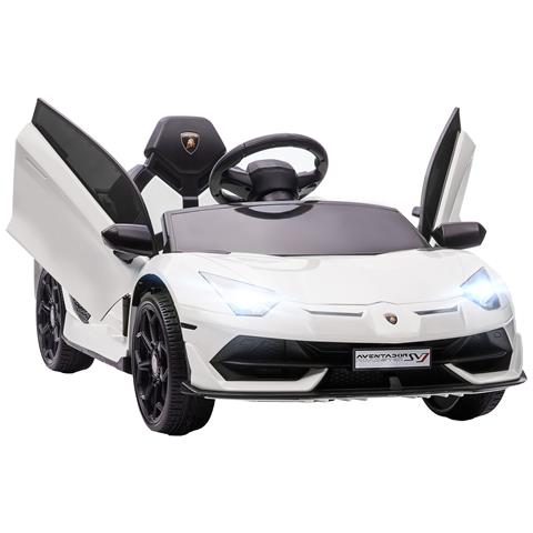 Macchina Elettrica Per Bambini A 12v Licenza Lamborghini Con Clacson E Telecomando, 107.5x63x42 Cm, Bianca - Foto 1
