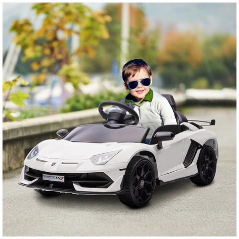 Macchina Elettrica Per Bambini A 12v Licenza Lamborghini Con Clacson E Telecomando, 107.5x63x42 Cm, Bianca - Foto 2