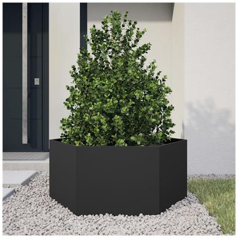 Fioriera da Giardino Nera Esagono 104x90x45 cm in Acciaio - Foto 2