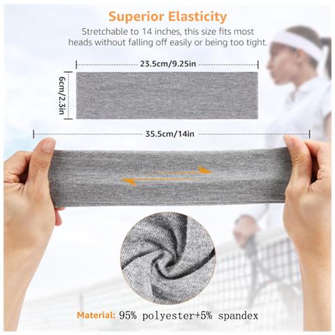 Fasce Per Capelli Da Donna, Fasce Sportive Antiscivolo, Confezione Da 7 - Foto 2