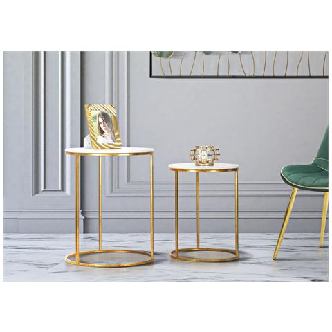 Tavolinetti Simply Marble Coppia Cm Ø52x63-42x53 - Foto 5