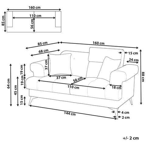 Divano 2 Posti Skive Tessuto Tortora - Foto 5