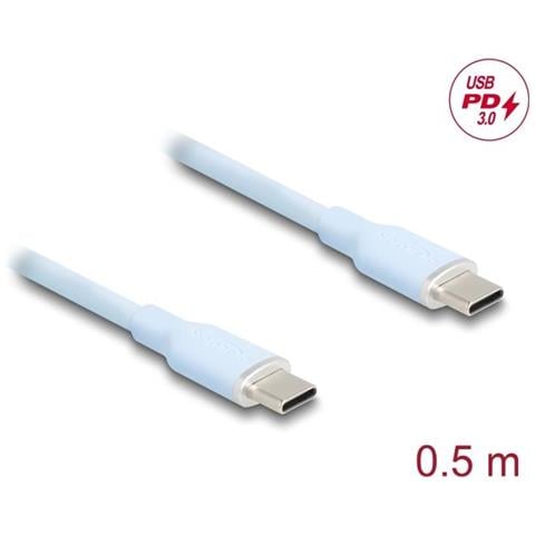 Usb 2.0 Kabel Usb Type-c™ Stecker Zu Stecker Pd 3.0 60 W 0,5 M Blau Silikon (81233) - Foto 1