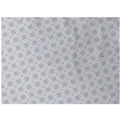 Completo Lenzuola Letto In 100% Cotone Made Italy Disegno Catena Piazza E Mezza Grigio - Foto 2