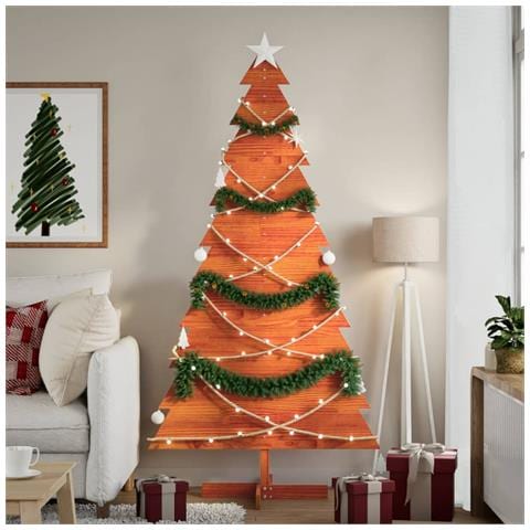 Albero Di Natale Marrone Cera 180 Cm In Legno Massello Di Pino - Foto 1