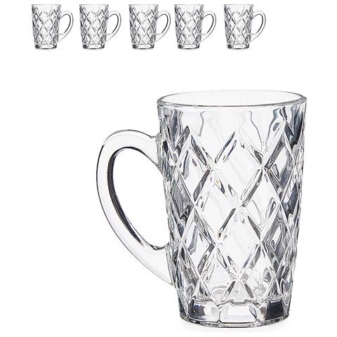 Set 6 Tazze Con Manico 170 Ml. 7x10x10cm. Colore Trasparente - Foto 1