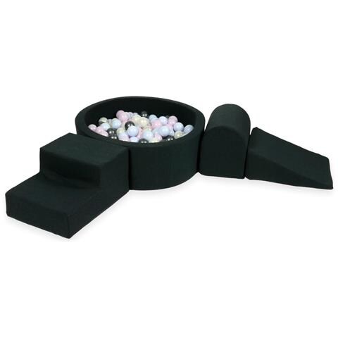 Foam Speelset Met Rond Zwembad 90x30 Grafiet Met Ballen 200 Stuks (parelroze, Lichtblauwe Parel, Metallic Grafiet, Zeemeermineffect) - Foto 1