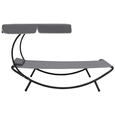 Lettino Da Esterno Con Baldacchino E Cuscino Grigio - Foto 1