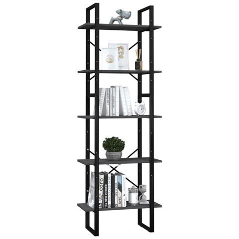 Lusso Casadino -  Libreria A 5 Ripiani Grigia 60x30x175 Cm In Legno Di Pino - Foto 2