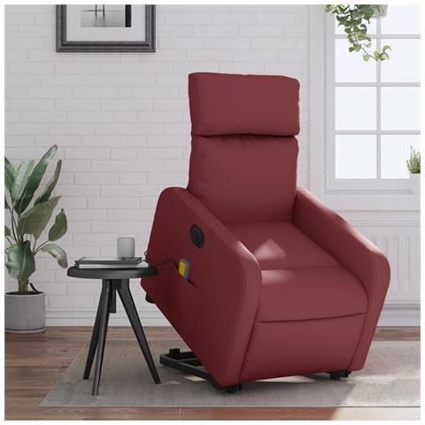 Lusso Casadino -  Poltrona Alzapersona Reclinabile Rosso Vino In Similpelle - Foto 8