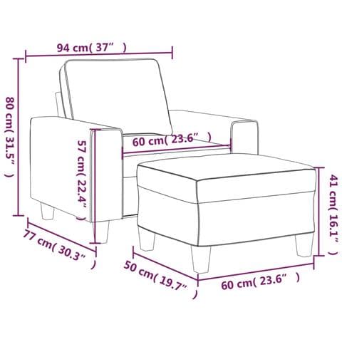Poltrona con Poggiapiedi Grigio Scuro 60 cm in Tessuto - Foto 9