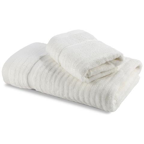Asciugamano Con Ospite Spugnissima Stripe In Cotone Colore Bianco Misura Standard - Foto 1