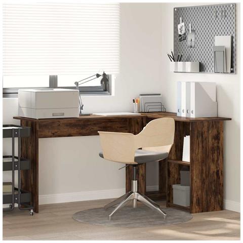 Scrivania per Computer in Rovere Affumicato Legno Ingegnerizzato - Foto 2