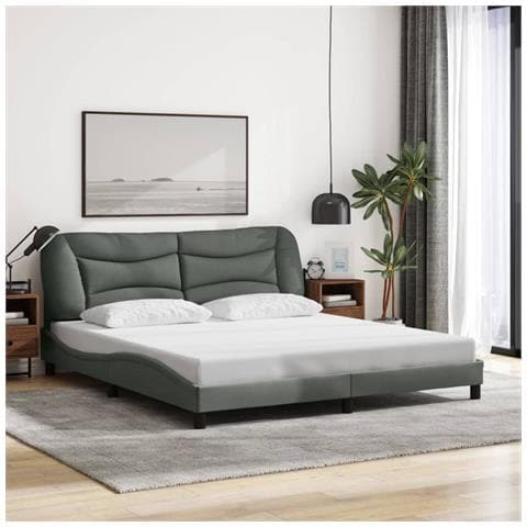 Giroletto senza Materasso Grigio Scuro 180x200 cm Tessuto - Foto 2