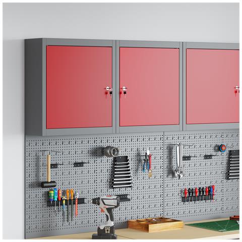 Armadio da attrezzi a muro Rosso 50x20x55 cm in Acciaio - Foto 2