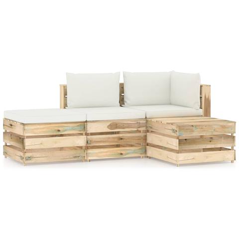 Set Salotto Da Giardino Con Cuscini 4 Pz Legno Impregnato Verde - Foto 2