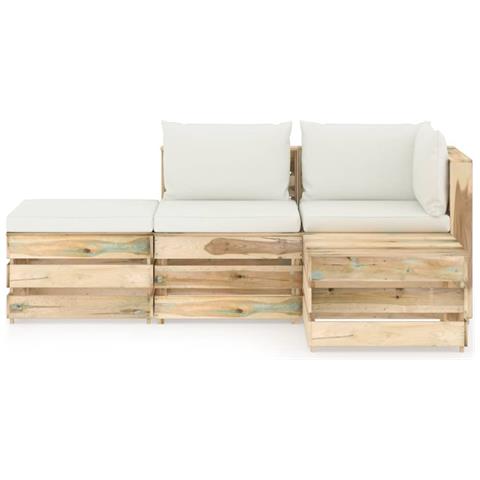 Set Salotto Da Giardino Con Cuscini 4 Pz Legno Impregnato Verde - Foto 1