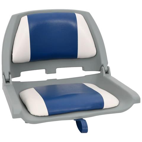 Set Sedile per Barca Pieghevole 2pz con Cuscino Blu-Bianco - Foto 2