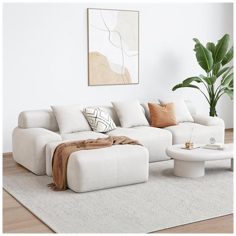 Sheffield Divano Angolare 5-6 Posti Con Chaise Longue In Velluto A Coste Beige - Foto 1