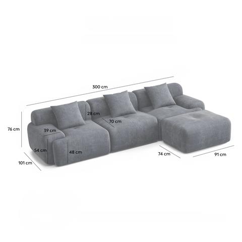 Sheffield Divano Angolare 5-6 Posti Con Chaise Longue In Velluto A Coste Beige - Foto 4