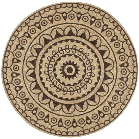 Tappeto Lavorato A Mano In Juta Con Stampa Marrone Scuro 120 Cm - Foto 2