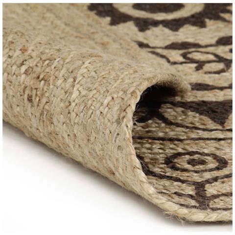 Tappeto Lavorato A Mano In Juta Con Stampa Marrone Scuro 120 Cm - Foto 1