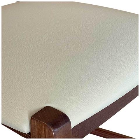 Sgabello Venezia In Legno Noce Scuro H 73 Con Seduta In Similpelle Beige - Foto 2
