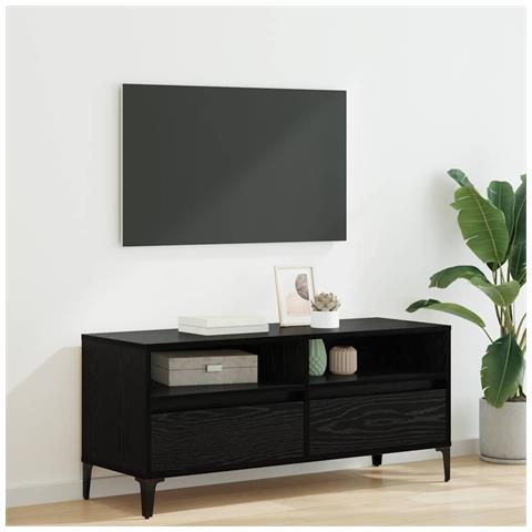 Mobile TV con cassetto Rovere Nero 100 x 34,5 x 44,5 cm - Foto 2