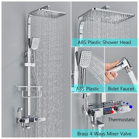 Colonna doccia, Blackswan, Tipo M118, modello cromato con termostato, display digitale, bocca e doccetta bidet, misura 116 cm - Foto 2