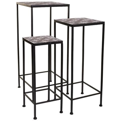 Set Di 3 Supporti Per Vasi Da Fiori In Metallo Nero - Foto 1