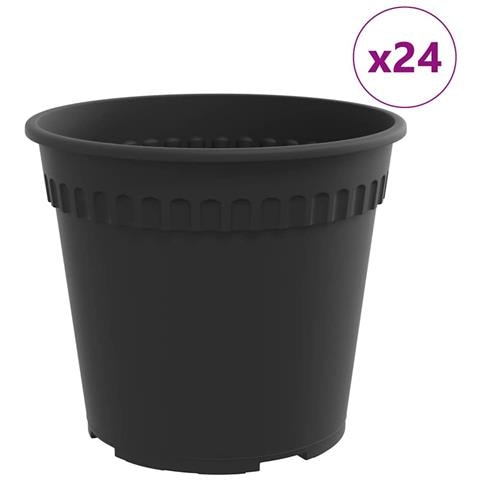 Vaso Rotondo per Fiori 24 pcs Nero Ø 17 x 14 cm Plastica - Foto 1