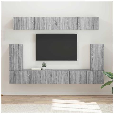 Set mobile TV 5 pcs Grigio Sonoma Legno multistrato - Foto 2