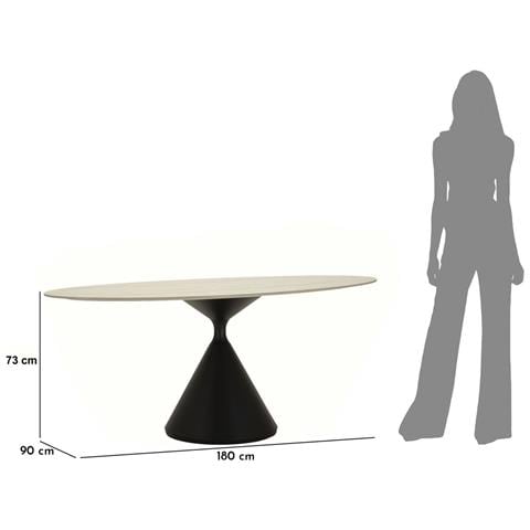 Tavolo Da Pranzo Space Rettangolare In Mdf E Ferro Crema E Nero 180x90x73 Cm - Foto 8