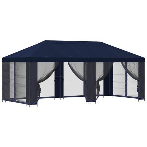 Gazebo con pareti laterali 6 x 3 m Blu Poliestere e Acciaio 190 - Foto 1