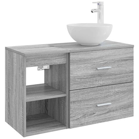 Set di mobili per il bagno 2 pcs Sonoma grigio - Foto 1