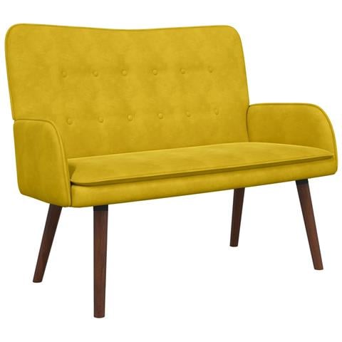 Sofa a Due Posti Giallo 115 x 61 x 87 cm Velluto - Foto 1